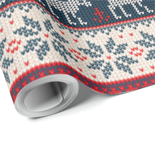 Faux Knit Pattern Christmas Holiday Wrapping Paper