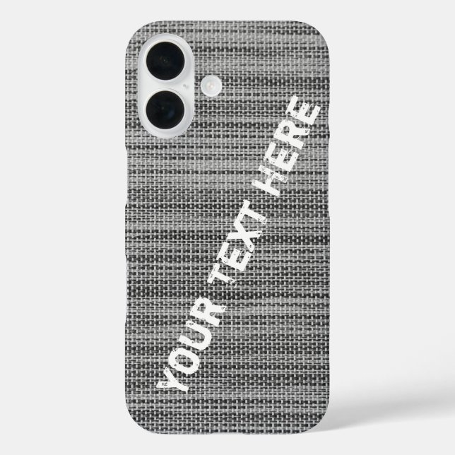 Faux Knitted Gray IPhone Case with Custom Text (Back)