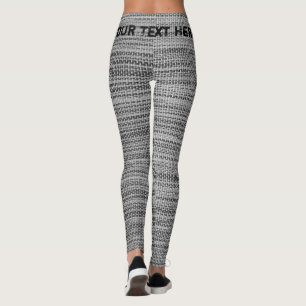 Faux Knitted Gray Leggings Personalized Text