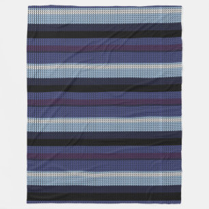 Faux Knitted Stripe Pattern Purple Blue White Fleece Blanket