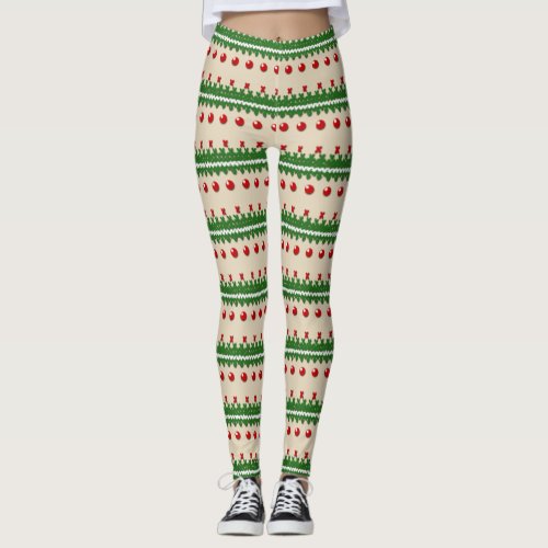 Faux Knitted Ugly Christmas Leggings