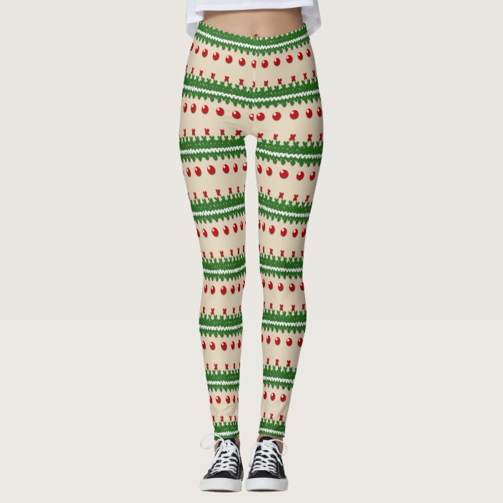 Faux Knitted Ugly Christmas Leggings | Zazzle.com