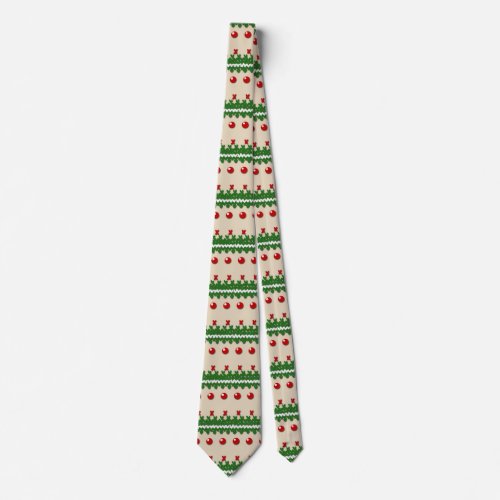 Faux Knitted Ugly Christmas Nostalgic Cream Design Tie