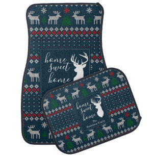 Faux Knitting Pattern Christmas Family Personalize Car Floor Mat