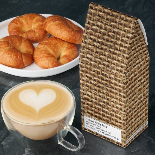 Faux Knitting Sack Roasted Coffee with Custom Text (Breakfast)