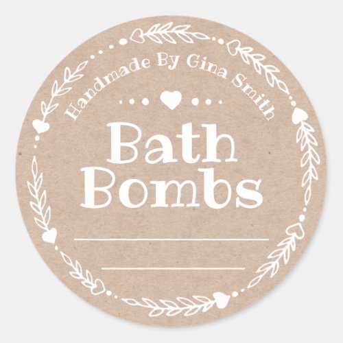Faux Kraft For Handmade Bath Bomb Classic Round Sticker