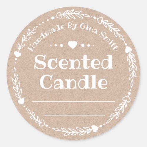 Faux Kraft For Handmade Scented Candle Classic Round Sticker