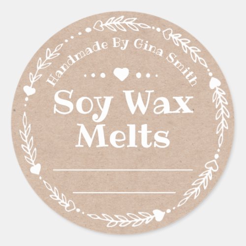 Faux Kraft For Handmade Soy Wax Melt Classic Round Sticker