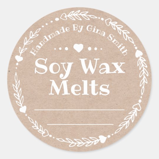 Faux Kraft For Handmade Soy Wax Melt Classic Round Sticker 