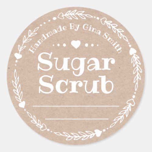 Faux Kraft For Handmade Sugar Scrub Classic Round Sticker