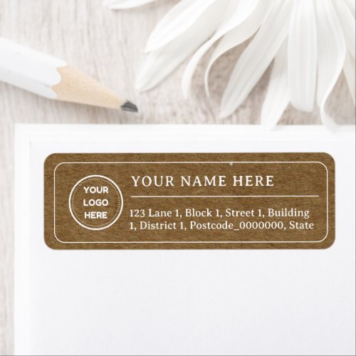 Faux Kraft Modern Minimalist Business Logo Address Label