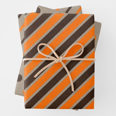 Faux Kraft Paper w/ Dark Brown &amp; Orange Patterns