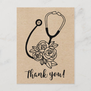 Faux Kraft Stethoscope Doctor Thank You Card