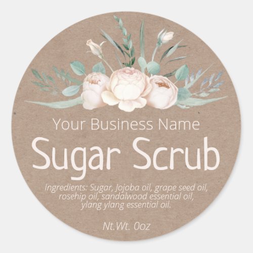 Faux Kraft Sticker Label For Homemade Sugar Scrub