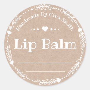 Faux Kraft White Hand Drawn Lip Balm Tube Label