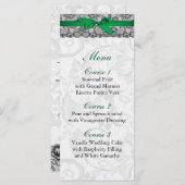 Faux lace and ribbon emerald green wedding Menu (Front/Back)