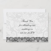 Faux lace and ribbon navy blue wedding Thank You Invitation (Back)