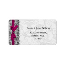 Faux lace and ribbon pink, black  address labels