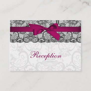 Faux lace and ribbon pink, black  reception cards