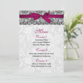 Faux lace and ribbon pink ,black  wedding Menu (Standing Front)