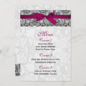 Faux lace and ribbon pink ,black  wedding Menu (Front/Back)