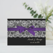 Faux lace and ribbon purple black  3.5 x 5 rsvp (Standing Front)
