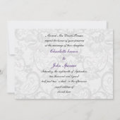 Faux lace and ribbon purple black  wedding invites (Back)