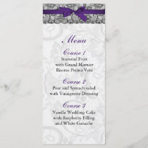 Faux lace and ribbon purple black  wedding Menu