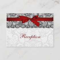 Faux lace and ribbon red, black  reception cards