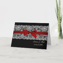 Faux lace and ribbon red ,black  wedding Thank You