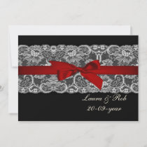 Faux lace and ribbon red ,black  wedding Thank You