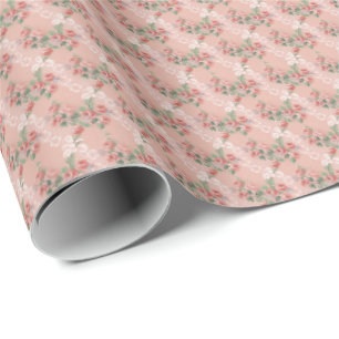 Faux Lace and Roses Vintage Country Blush Pink Wrapping Paper