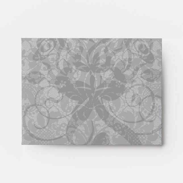 faux lace black gray damask pattern envelope (Front)