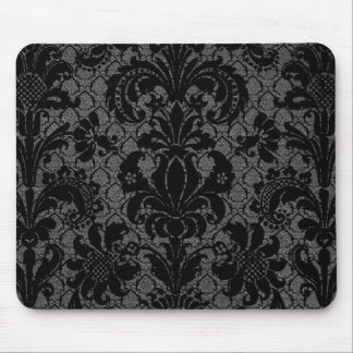 faux lace black gray damask pattern mouse pad