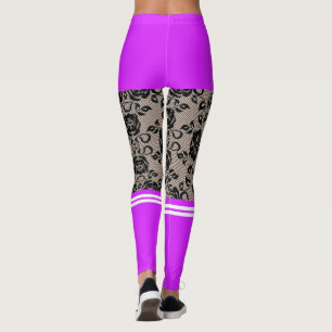 Faux Lace Fishnet Leggings Purple Short and Socks