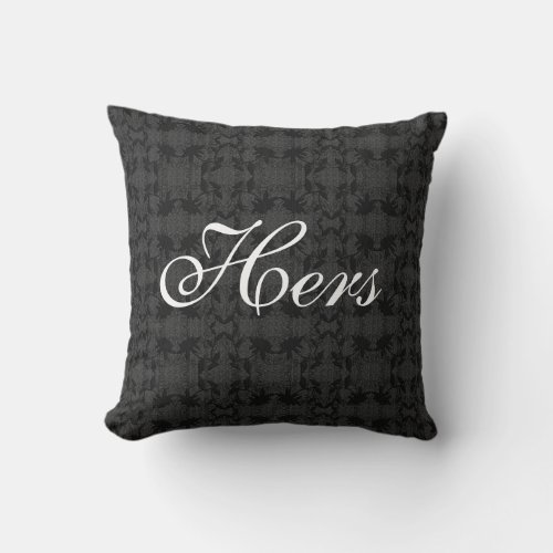 Faux Lace Pattern Black Hers Throw Pillow