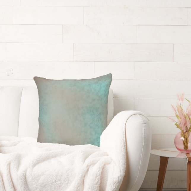 Faux Lace Pattern Teal Antique Throw Pillow (Couch)