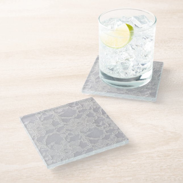 Faux lace printed glass coasters coaster (Angled)