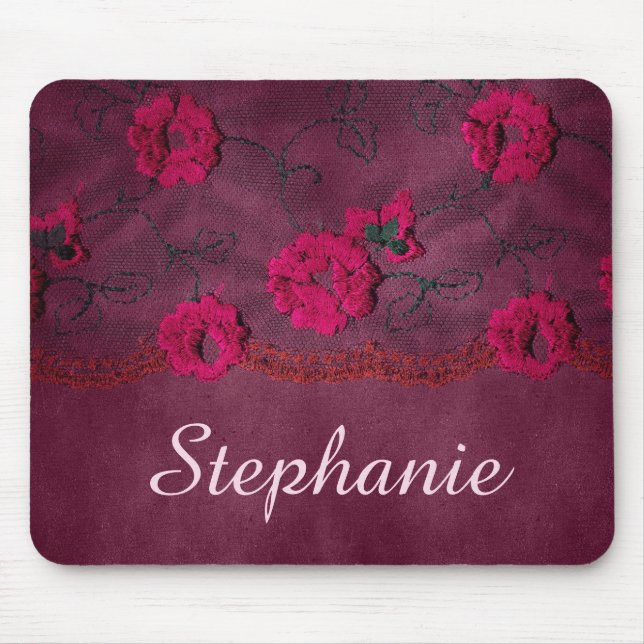 Faux Lace purple floral Mouse Pad (Front)