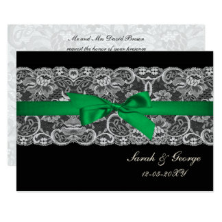 Emerald Green Wedding Invitations Announcements Zazzle Faux Lace Ribbon Emerald Green Wedding Invites