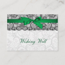 Faux lace ribbon emerald green  wishing well cards