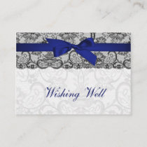 Faux lace  ribbon navy blue  wishing well cards