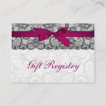 Faux lace  ribbon pink, black  gift registry cards