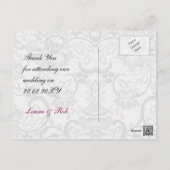 Faux lace  ribbon pink ,black  wedding Thank You Postcard (Back)