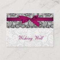 Faux lace  ribbon pink, black   wishing well cards