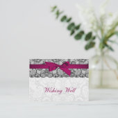 Faux lace  ribbon pink, black   wishing well cards (Standing Front)