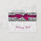 Faux lace  ribbon pink, black   wishing well cards (Front/Back)
