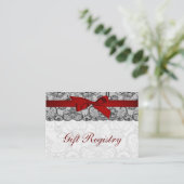 Faux lace  ribbon red, black  gift registry cards (Standing Front)