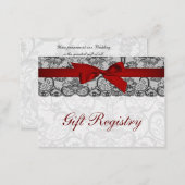 Faux lace  ribbon red, black  gift registry cards (Front/Back)