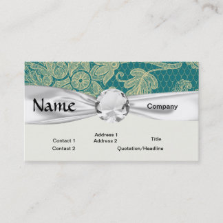 faux lace teal and cream floral damask pattern business card